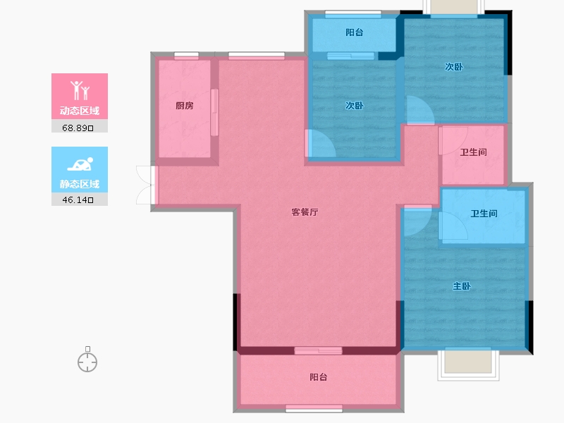 湖北省-十堰市-芳林雅苑•翡翠郡-103.00-户型库-动静分区