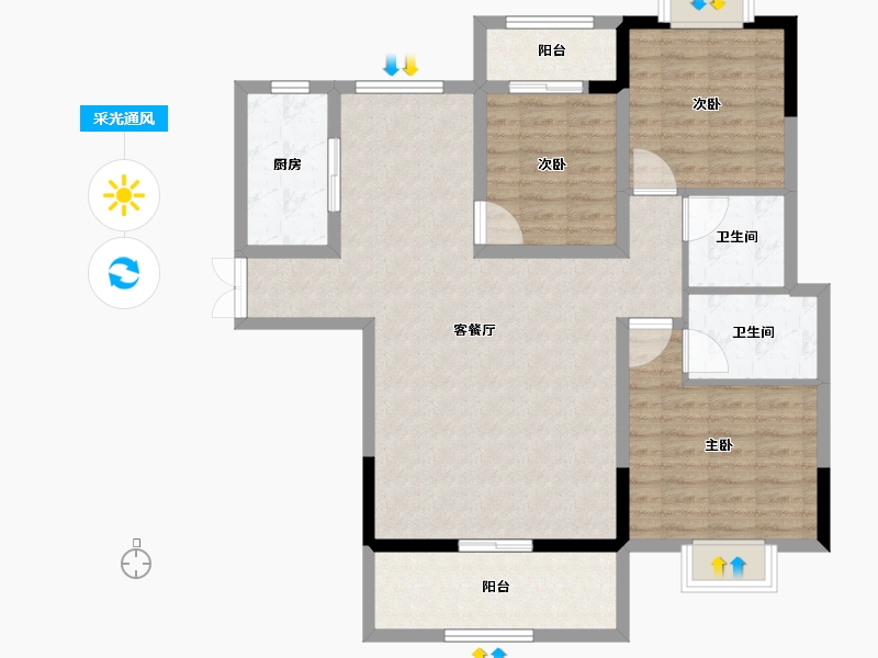 湖北省-十堰市-芳林雅苑•翡翠郡-103.00-户型库-采光通风