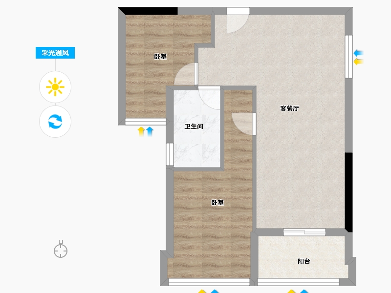 广东省-汕头市-合群·天合名轩-55.20-户型库-采光通风