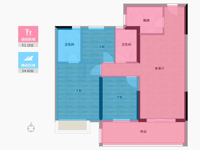 广东省-广州市-璞悦台-81.00-户型库-动静分区