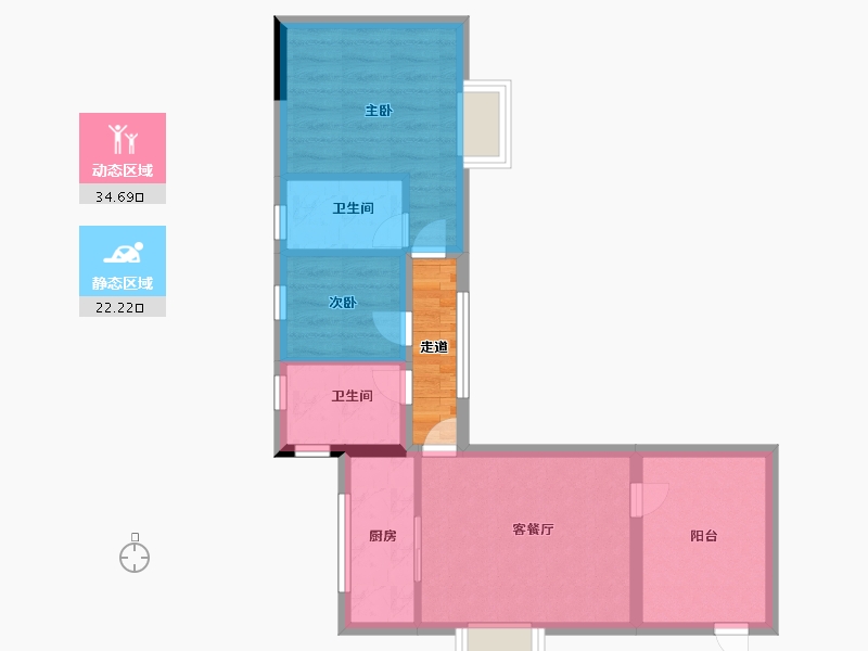 云南省-西双版纳傣族自治州-万科曼西缇-53.59-户型库-动静分区