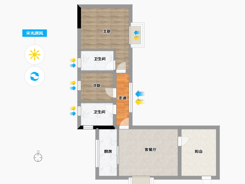 云南省-西双版纳傣族自治州-万科曼西缇-53.59-户型库-采光通风