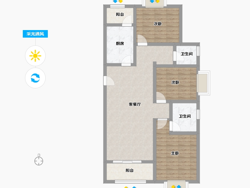 河南省-开封市-新惠华府-89.33-户型库-采光通风