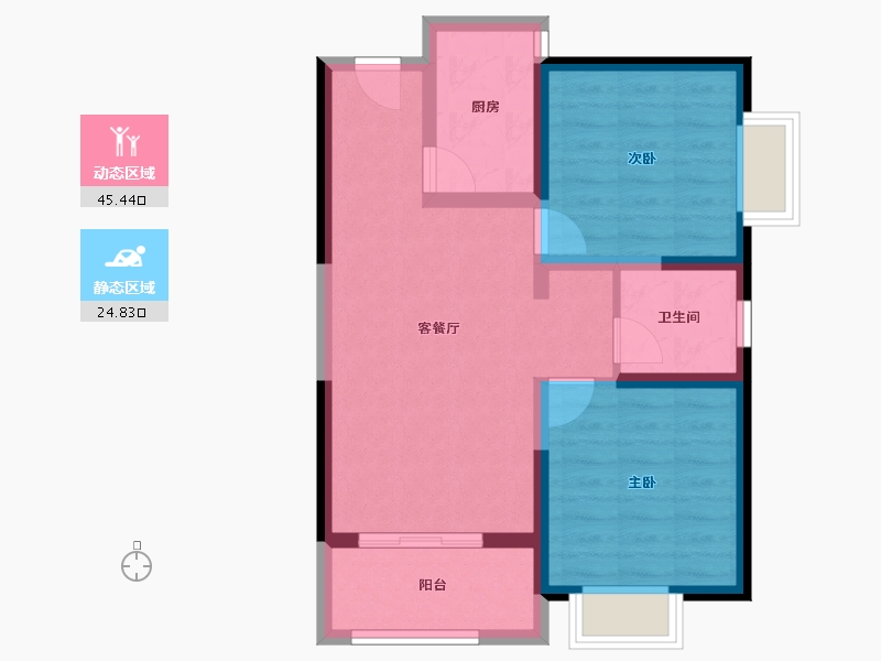 云南省-昆明市-金泰国际Ⅲ期名门-62.08-户型库-动静分区