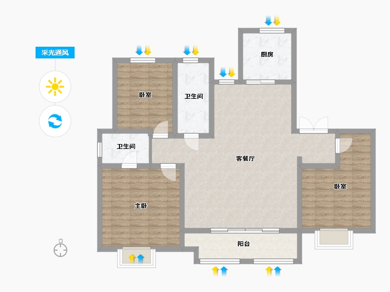 河南省-许昌市-北海腾飞花园-111.00-户型库-采光通风