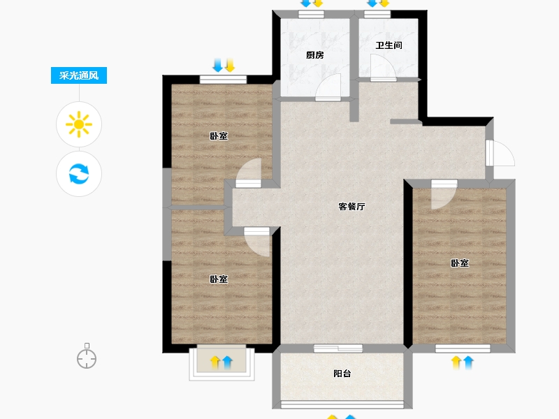 山东省-日照市-裕升华庭-84.80-户型库-采光通风