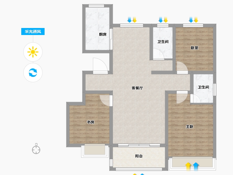 河南省-安阳市-新城国际五期-102.40-户型库-采光通风