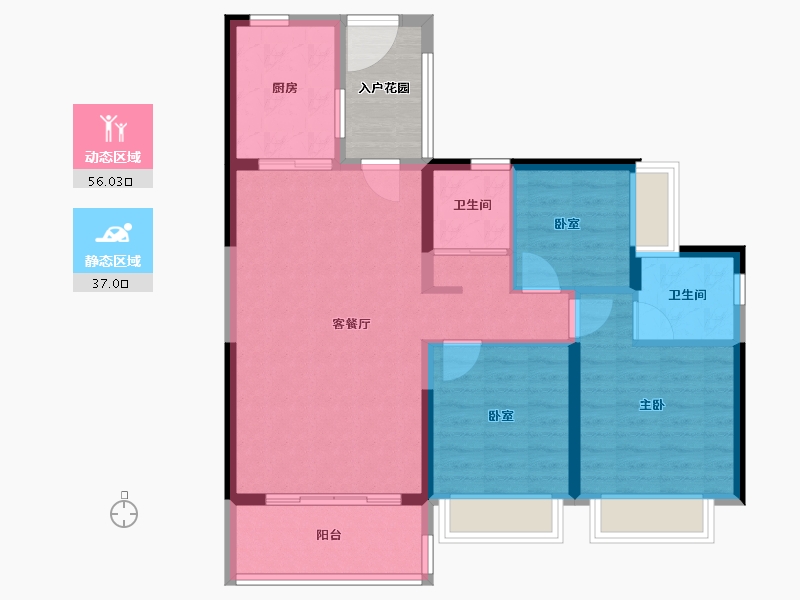 山西省-大同市-碧桂园·华附凤凰城-88.80-户型库-动静分区