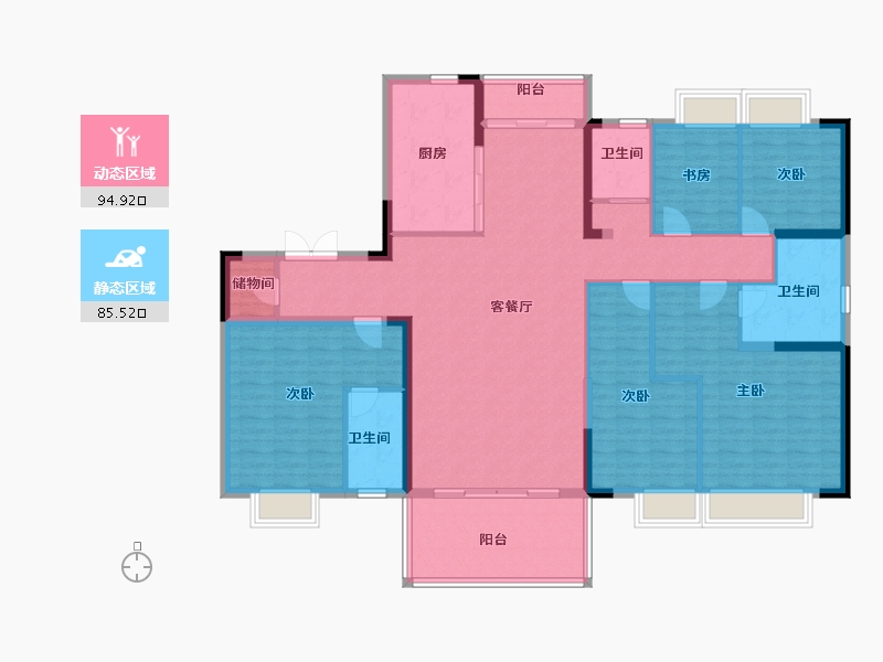 贵州省-遵义市-碧桂园遵义公馆-164.00-户型库-动静分区