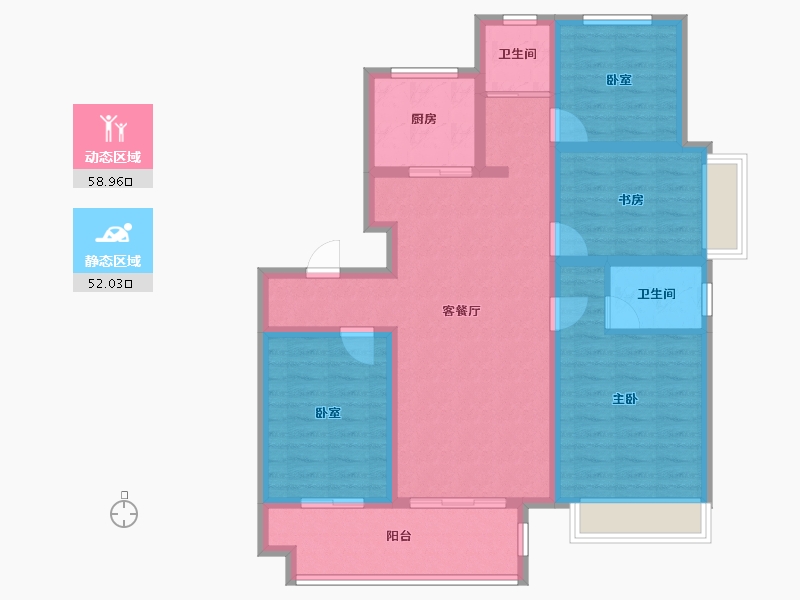 安徽省-滁州市-国兴明珑湾-98.55-户型库-动静分区