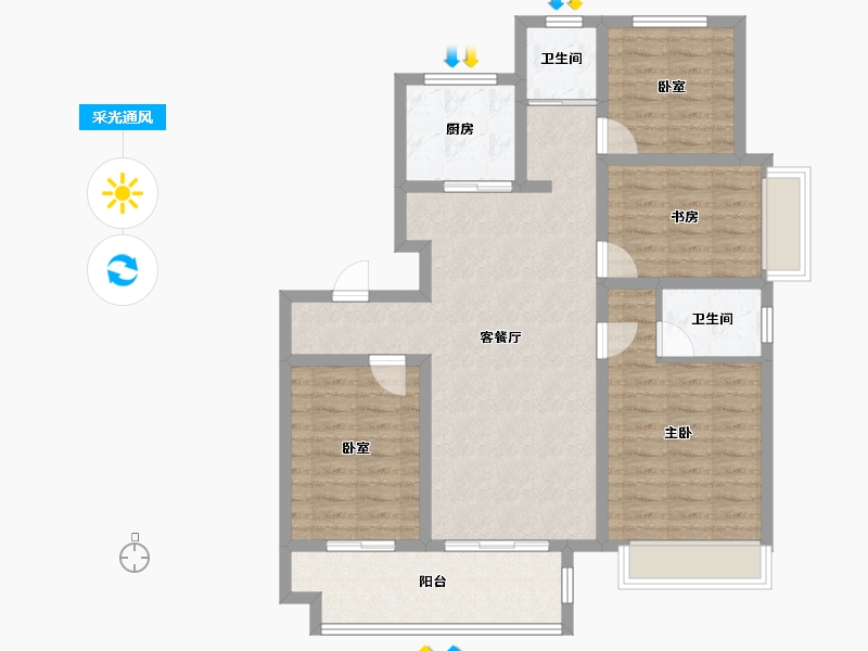 安徽省-滁州市-国兴明珑湾-98.55-户型库-采光通风