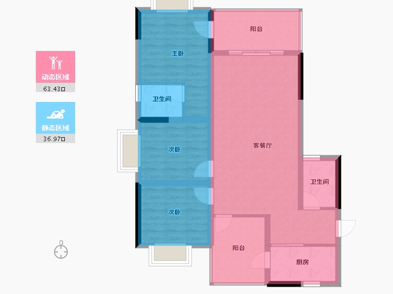 云南省-曲靖市-愿景·中国·宣威公园里康养小镇·芬芳源-90.23-户型库-动静分区