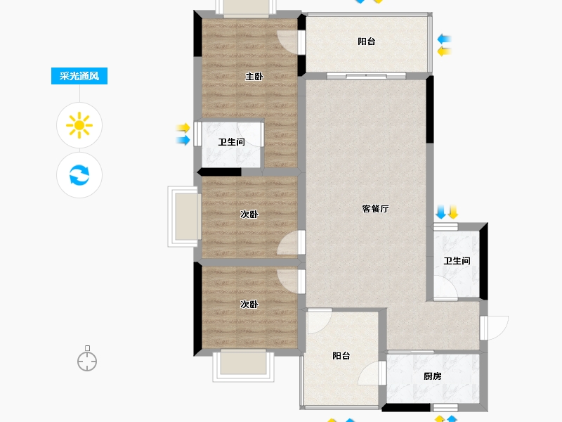 云南省-曲靖市-愿景·中国·宣威公园里康养小镇·芬芳源-90.23-户型库-采光通风