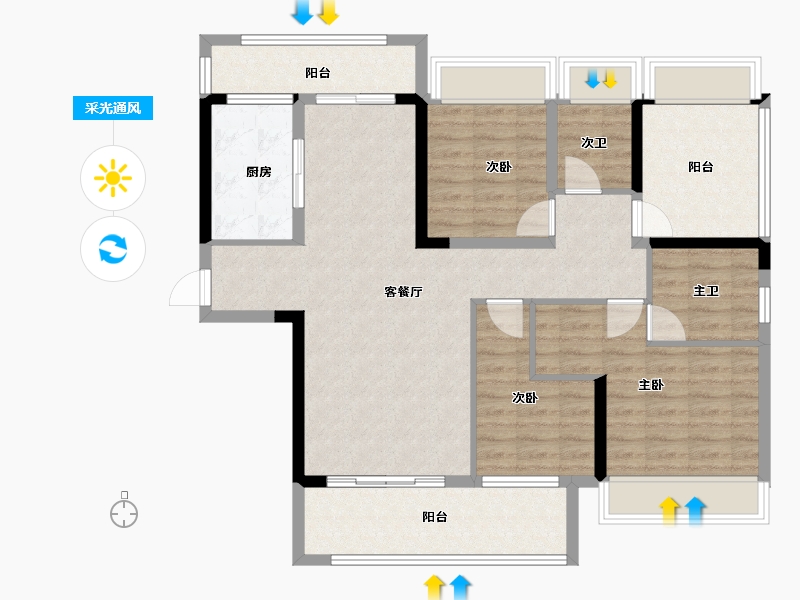 贵州省-毕节市-中鼎景城-105.10-户型库-采光通风