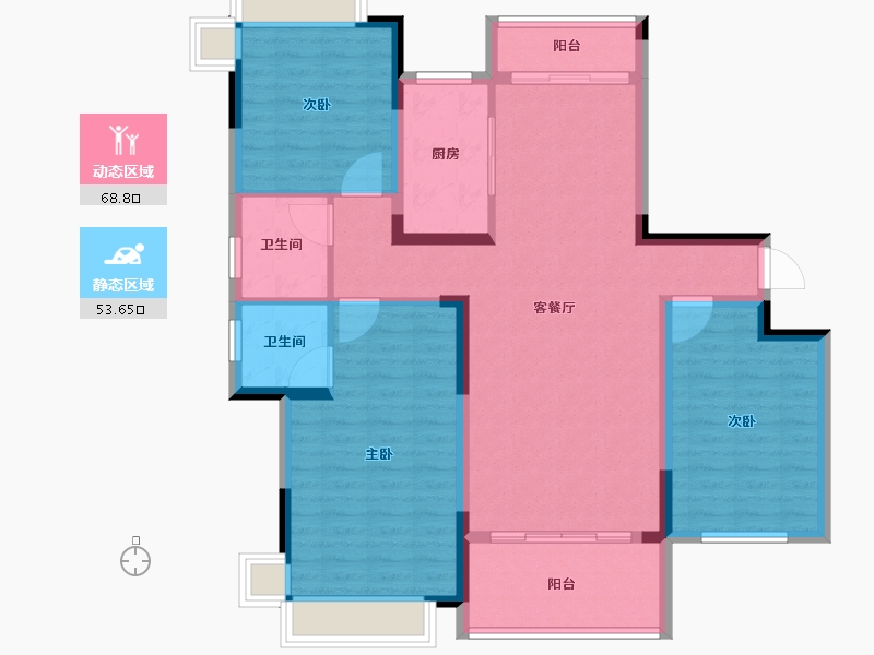 河南省-南阳市-滨湖春城-110.40-户型库-动静分区