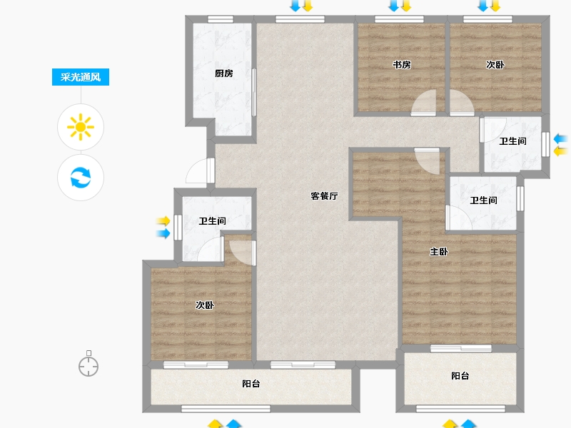 浙江省-杭州市-众安白马御府-122.49-户型库-采光通风