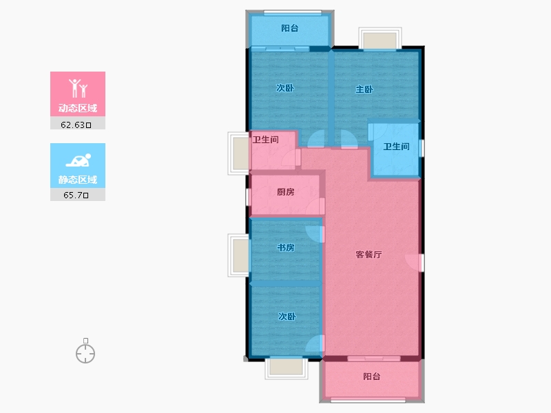 云南省-昆明市-金泰国际Ⅲ期名门-114.65-户型库-动静分区