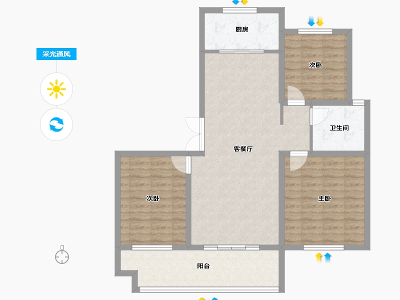 安徽省-芜湖市-中盛·壹号院-91.44-户型库-采光通风