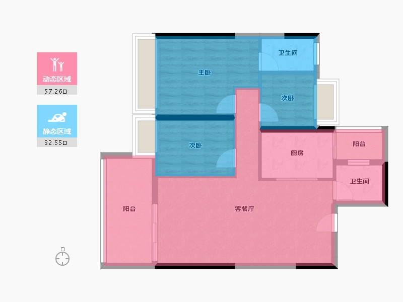 贵州省-遵义市-万象绿城桐乐府-80.68-户型库-动静分区