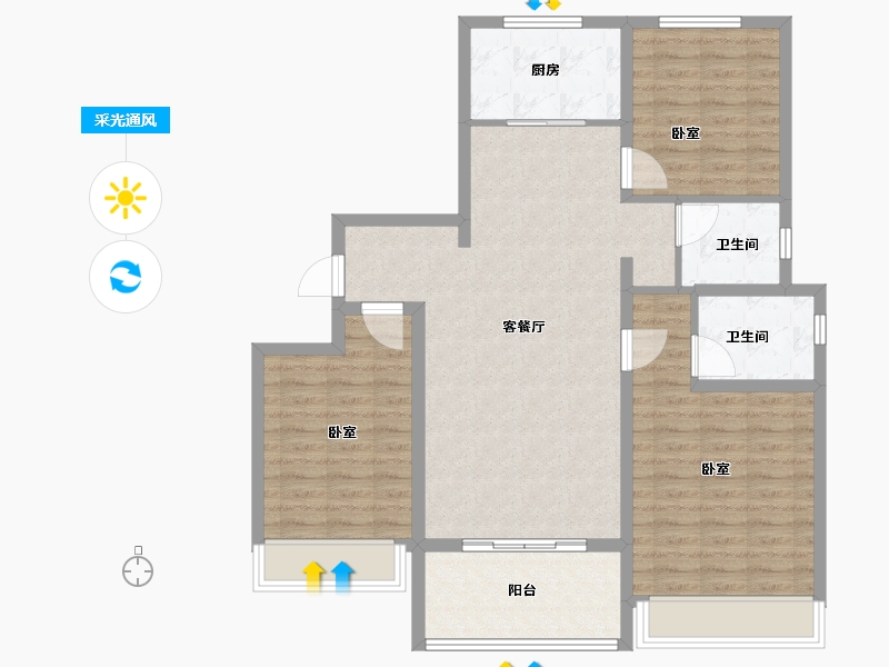 河南省-安阳市-新城国际五期-100.80-户型库-采光通风