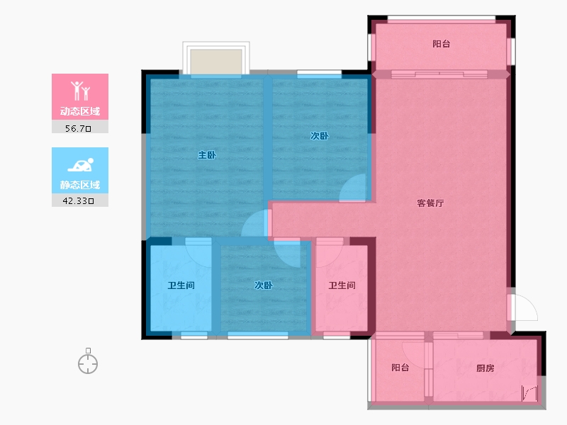 贵州省-遵义市-汇府华庭-87.63-户型库-动静分区