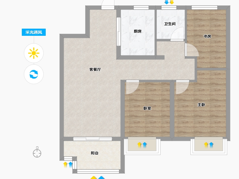 安徽省-芜湖市-港龙·湖山映-74.00-户型库-采光通风