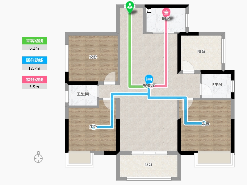 湖南省-株洲市-顺凯公馆-95.25-户型库-动静线