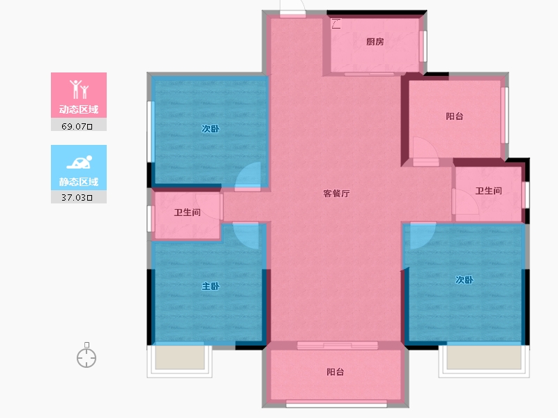 湖南省-株洲市-顺凯公馆-95.25-户型库-动静分区