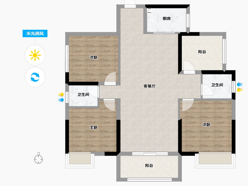 湖南省-株洲市-顺凯公馆-95.25-户型库-采光通风