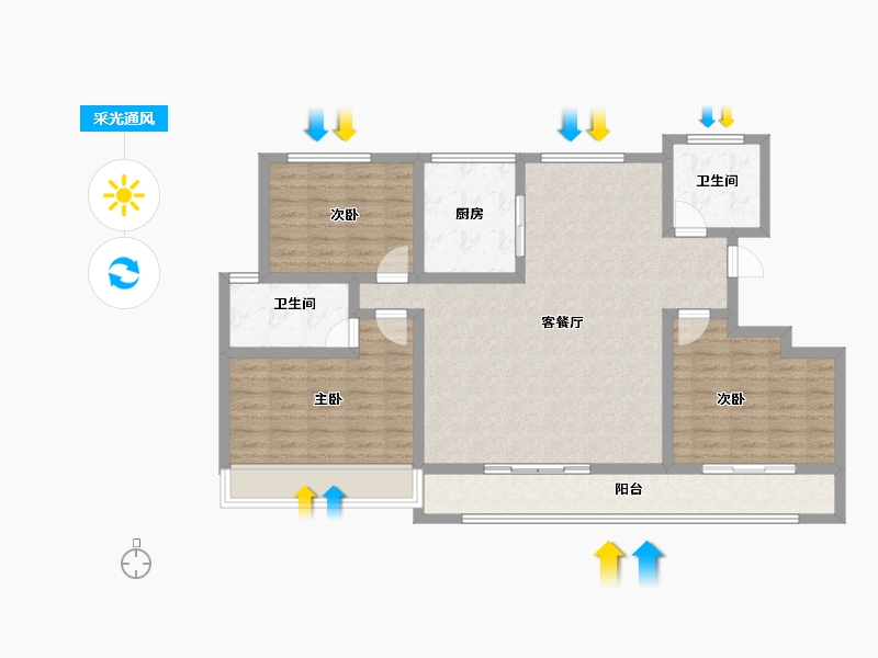 青海省-海东市-帝豪·壹号院-107.14-户型库-采光通风