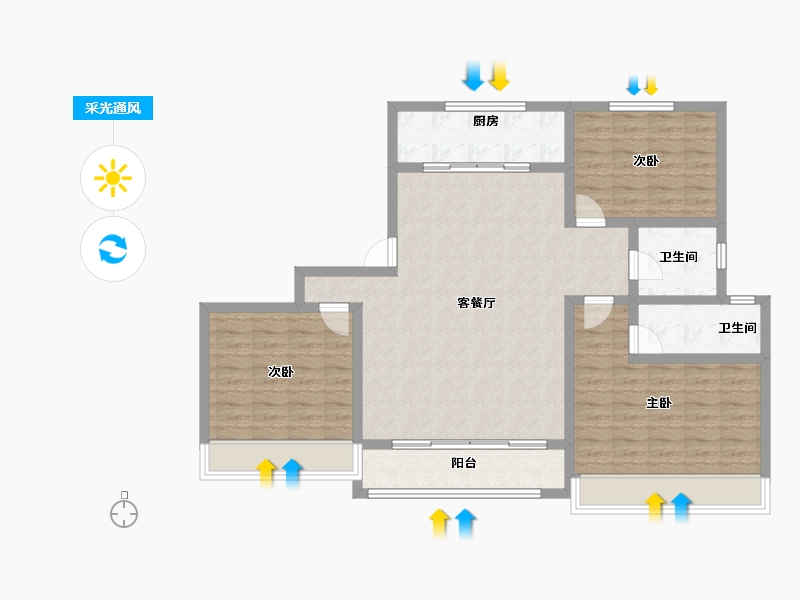 青海省-海东市-帝豪·壹号院-107.15-户型库-采光通风