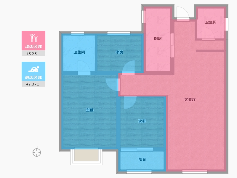 浙江省-杭州市-众安白马御府-78.60-户型库-动静分区