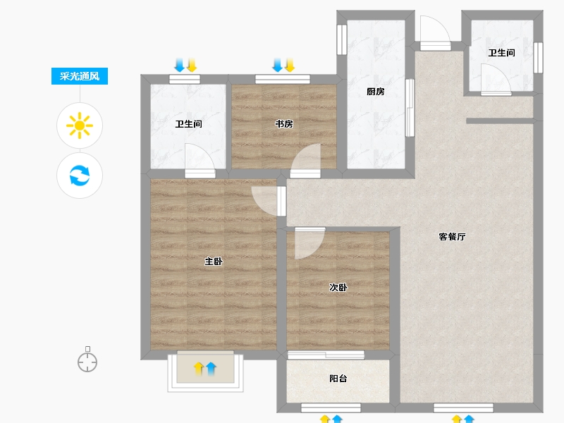 浙江省-杭州市-众安白马御府-78.60-户型库-采光通风