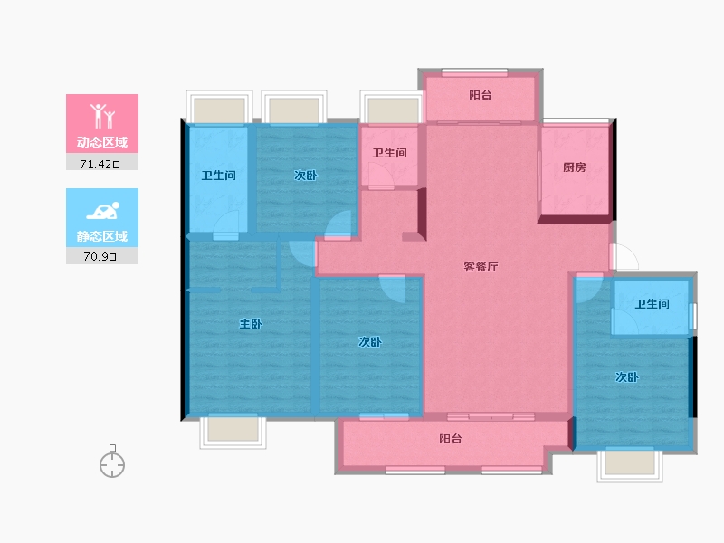 湖南省-湘潭市-长房潭房时代公馆-127.85-户型库-动静分区