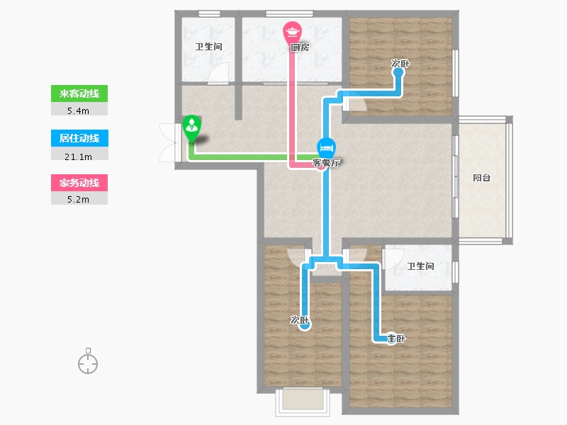 河南省-濮阳市-中央公园三期•望璟臺-111.81-户型库-动静线