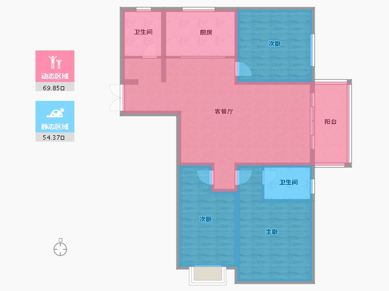 河南省-濮阳市-中央公园三期•望璟臺-111.81-户型库-动静分区