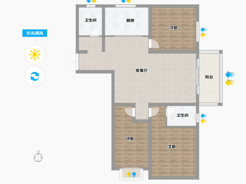 河南省-濮阳市-中央公园三期•望璟臺-111.81-户型库-采光通风