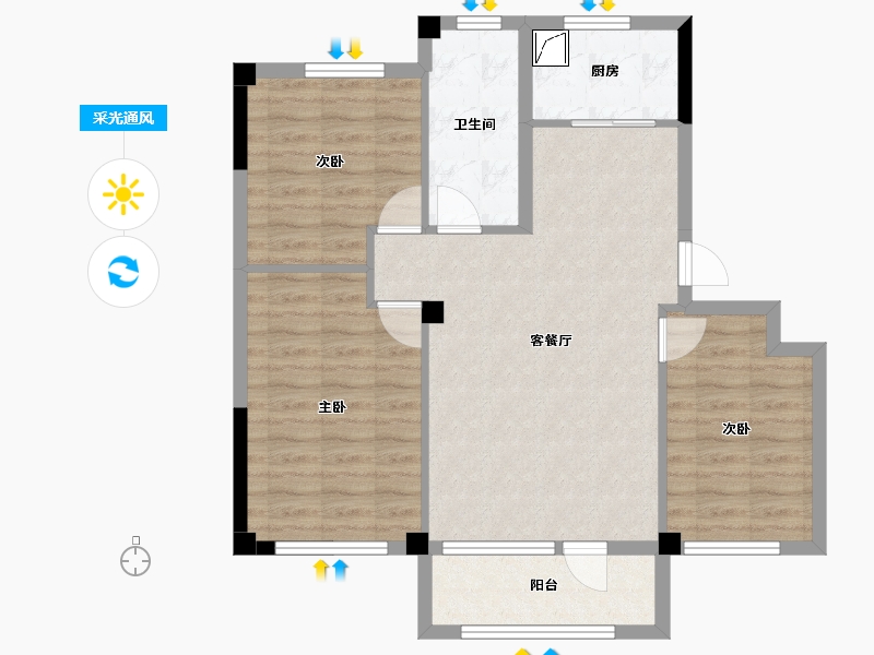 辽宁省-鞍山市-作品壹号-78.89-户型库-采光通风