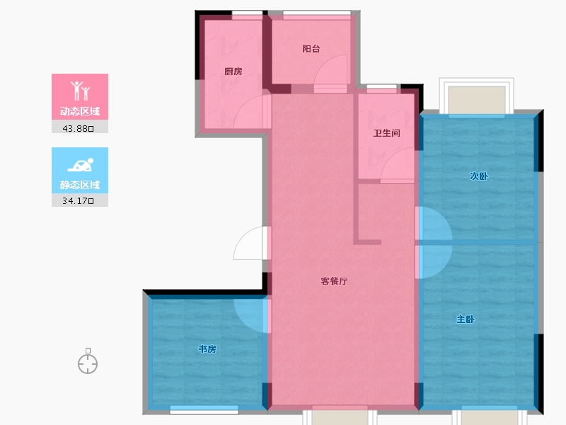 黑龙江省-佳木斯市-华强•幸福里-69.37-户型库-动静分区