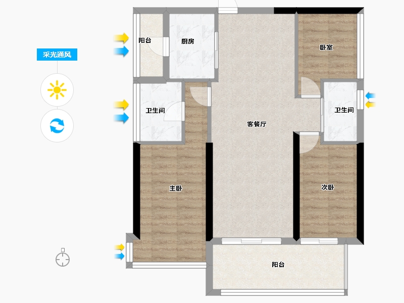 广东省-汕头市-合群·天合名轩-80.00-户型库-采光通风