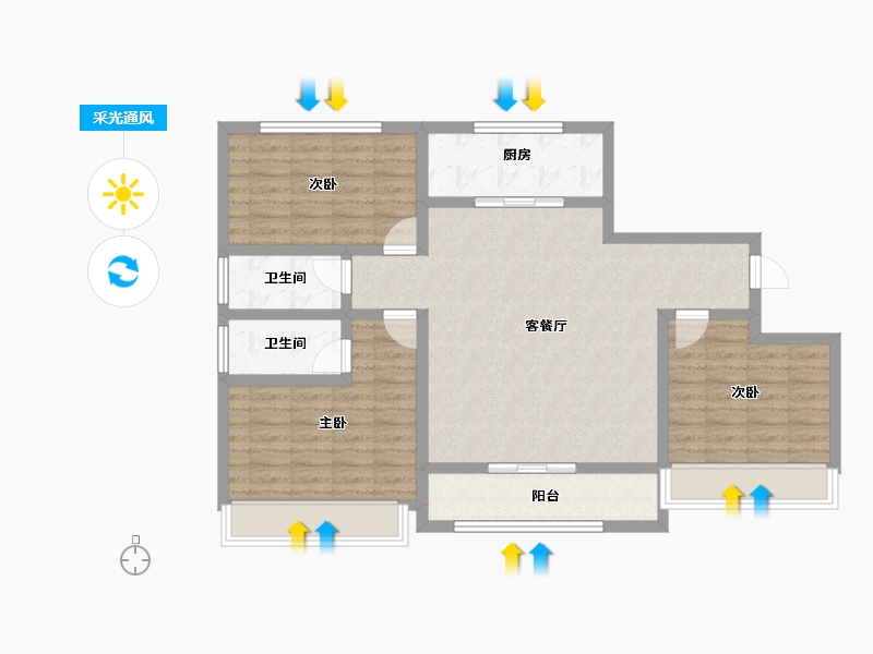 青海省-海东市-帝豪·壹号院-96.15-户型库-采光通风