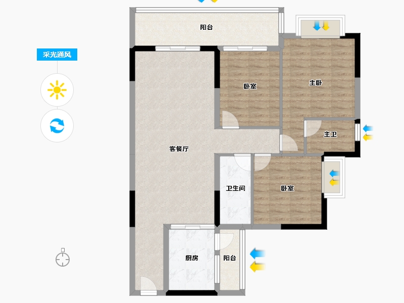 广东省-湛江市-青桂园-103.22-户型库-采光通风