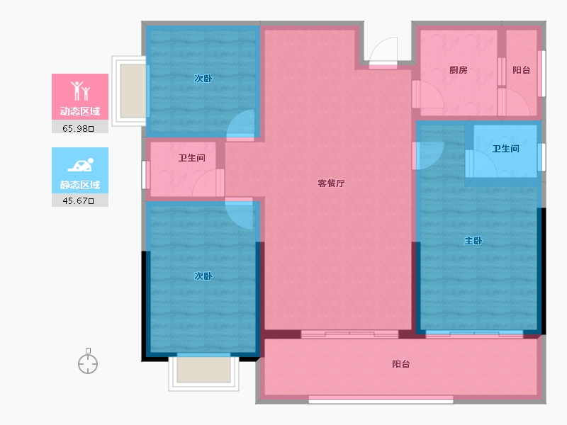 湖南省-湘潭市-龙城盛悦府-99.65-户型库-动静分区