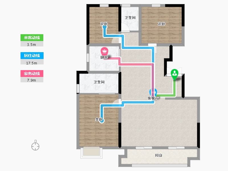 陕西省-西安市-康桥悦蓉园-129.00-户型库-动静线