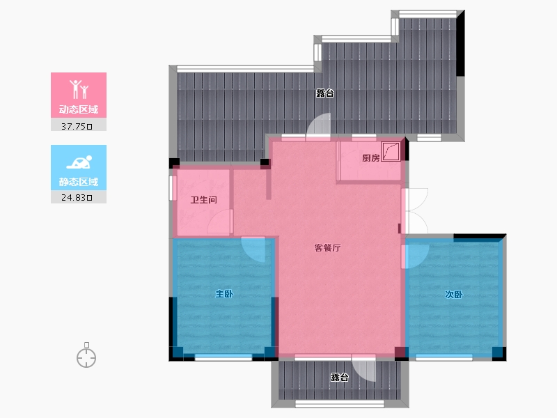 辽宁省-鞍山市-作品壹号-87.18-户型库-动静分区