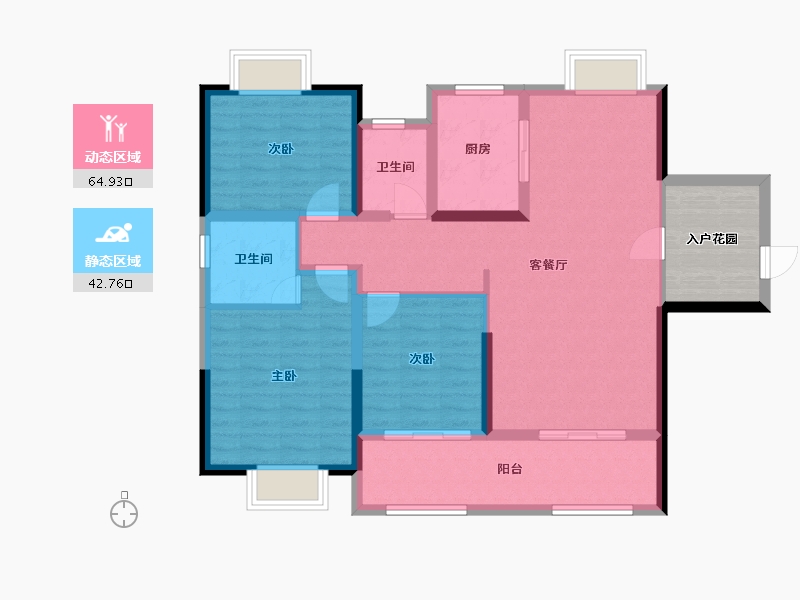 湖南省-湘潭市-紫荆东台御景-103.31-户型库-动静分区