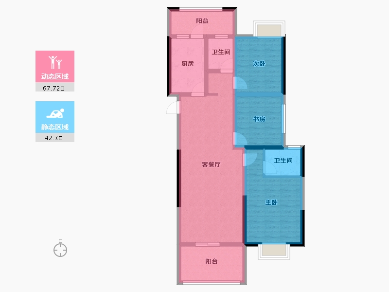 湖北省-仙桃市-康湾一品二期·康湾熙岸-97.46-户型库-动静分区