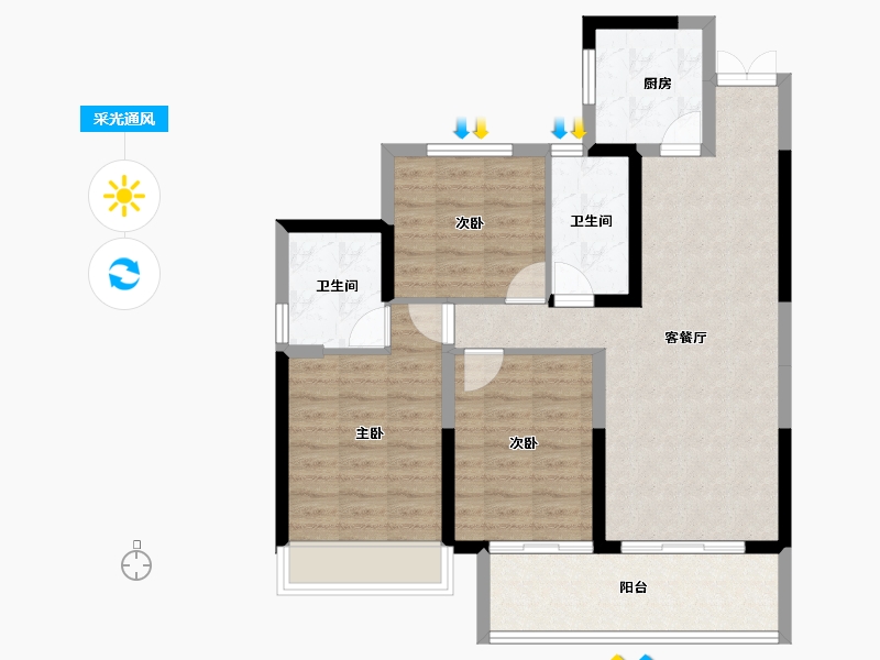 湖南省-株洲市-建宸大院-84.62-户型库-采光通风