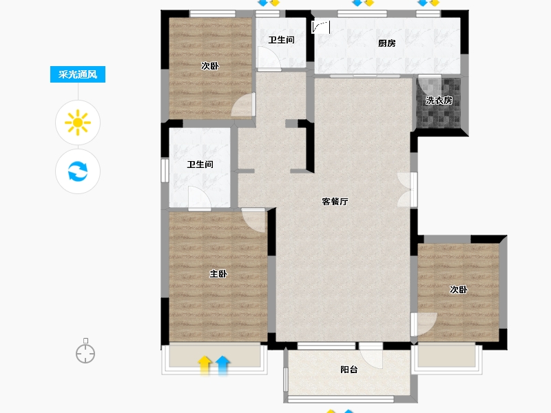 吉林省-吉林市-万科莱茵小镇-106.90-户型库-采光通风