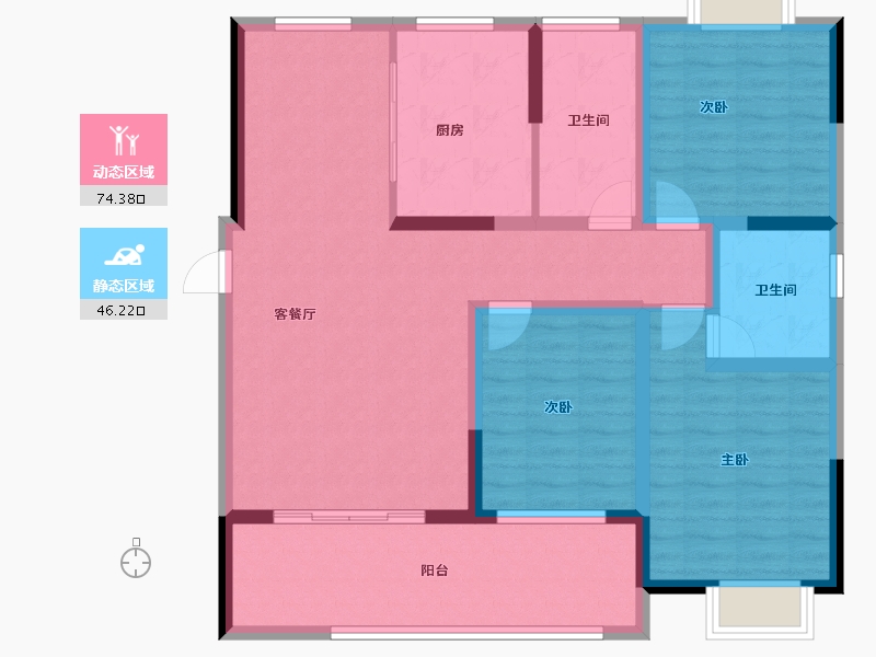 湖南省-湘潭市-龙城盛悦府-107.71-户型库-动静分区